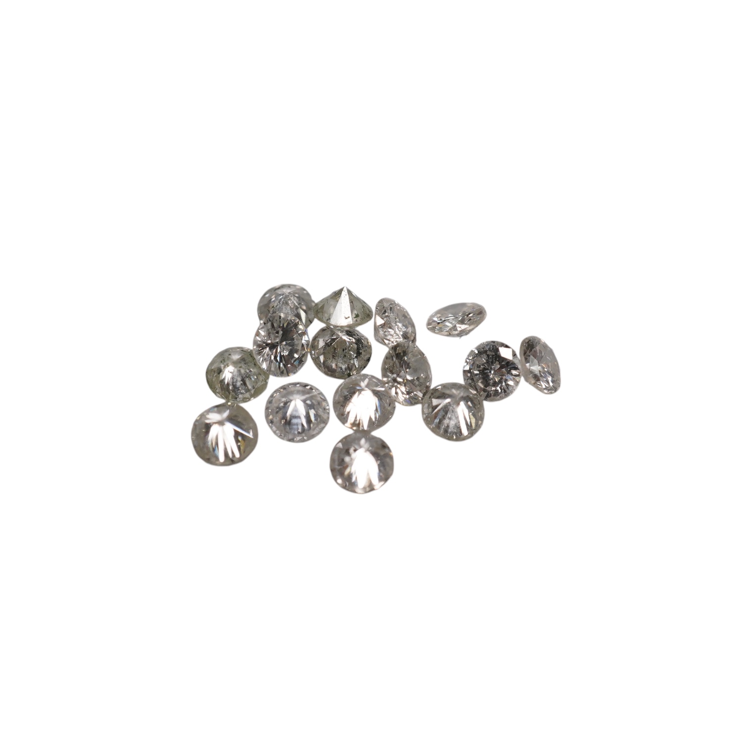 A small group of unmounted round brilliant cut diamonds, weighing approximately 2.12ct. Condition - fair to good